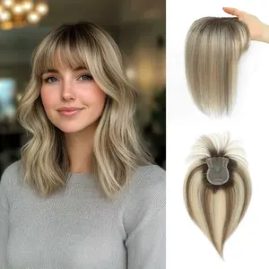 10 Inch Bang‑Style Human Hair Topper | Slightly Layered, 3 Secure Clips, Lightweight for Daily Scalp Coverage