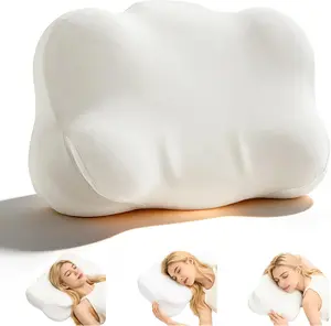 White Ergonomic Cloud Pillow with Adaptive High-Density Memory Foam, Contoured Support for Side/Back Sleepers, Breathable Cooling Design for Neck Pain Relief, Cervical Alignment, Pressure Relief, Hand Wash Only