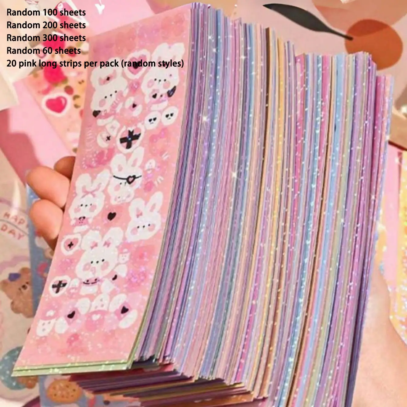Cute Cartoon Sticky Stickers Pack of 60/100/200/300 Sheets, Fun DIY Craft Kit Party Supplies for Adults and Teens, Adorable Themes for Creative Projects, Stickers for Scrapbooking, Diy Crafts Stickers, Sticker Set, Sticker Packs