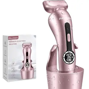 Akunbem Electric Shaver for Women Best Electric Razor for Womens Bikini Legs Underarm Pubic Hairs Rechargeable Trimmer with Detachable Head Cordless Wet Dry Use Precise Safe Waterproof
