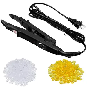 Fusion  Extensions Tool with Heat Iron Connector, U Tip   Extensions, 2 Bags of Glue Granule Beads, and C  (Black)