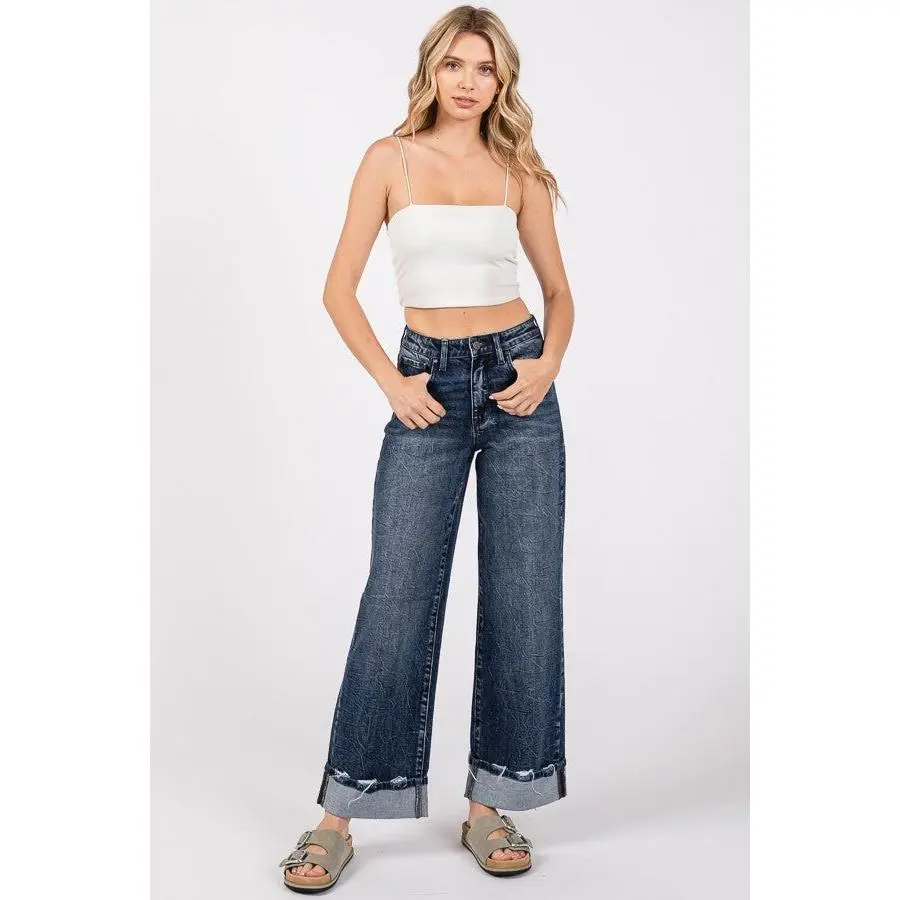 Harper Cuffed Wide Leg Jeans