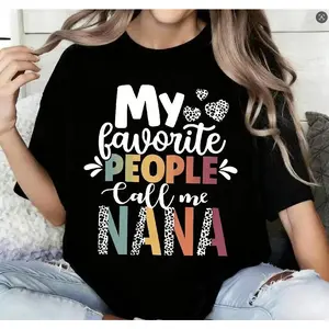 Women'S "My Favorite People Call Me Nana" Graphic T-Shirt - Cotton  Breathable  Lightweight Breathable Round Neck Top for Casual Wear, Family Gatherings & Mother'S Day Gifts, Durable Comfortable Tee