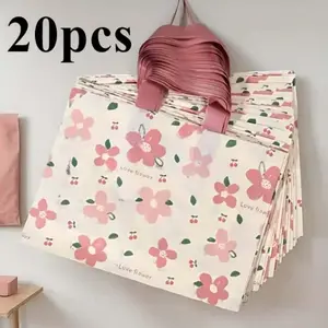 20pcs Floral Print Handbags, Tote Bag, Reusable Bags, Handles, Daily Shopping Use, Cute Flower Pattern, Durable Handles, Perfect for Everyday Use