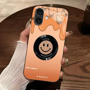MagSafe Casing for iPhone 16 Plus, Cute Smile Glitter Gradient Smartphone Cover with Lens Protection, Aesthetic Cellphone Accessory