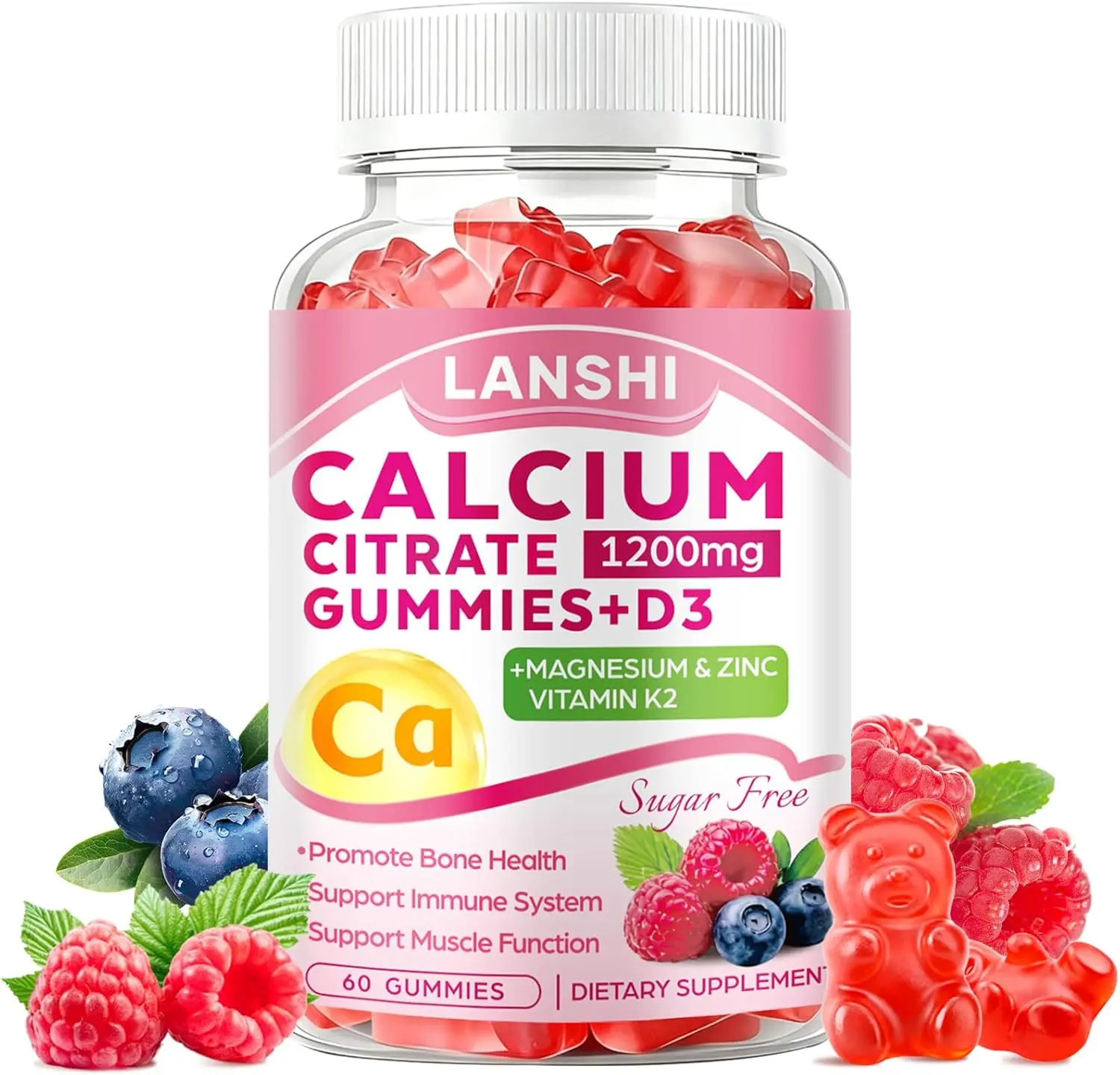 Calcium Citrate Gummies 1200mg with Vitamin D3 and K2 Supplements for Women and Men High Absorption Calcium Gummies Plus Magnesium and Zinc for Strong Bones and Immune Support Mixed Berry Flavor Daily Bone Support Immune Wellness Formula