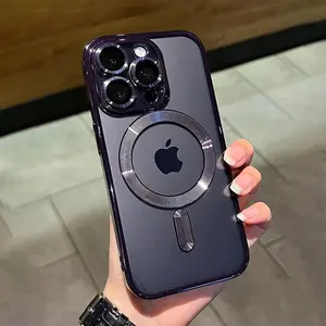 Luxury Magnetic For Magsafe Wireless ChargePlating Clear Case for iPhone 12, 13, 14, 15, 16 ,17Pro Plus Max - Shockproof Silicone Cover