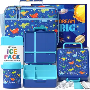 Fimibuke Bento Snack Lunch Box with 4 Compartments, Insulated Lunch Bag, Stainless Steel Vacuum Thermos Food Jar, Ice Pack, and Utensils Set – Ideal Back-to-School or Birthday Gift dealsforyoudays