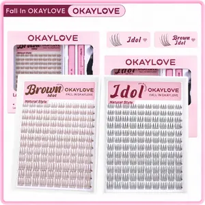 OKAYLOVE Brown Idol | Idol Lash Clusters Kit Wispy D Curl Lashes Extension Kit  Look Like Real Lashes DIY Eyelash at Home for Natural Makeup Girl Cosmetic Gifts
