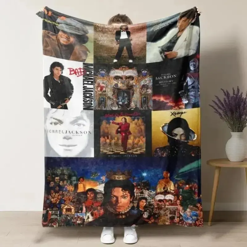Michael Jackson Music Flannel Blanket Cozy Warm Lightweight Plush Throw Blanket Vintage Pop Fan Decor for Bedroom Couch Sofa Travel Camping Adults Teens Men Women Birthday Christmas Gift