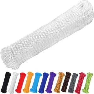 90 ft 1/4 inch (7mm) Nylon Rope Flag Pole Polypropylene Clothes Line Camping Good for Tie Pull Swing Climb Knot (White)