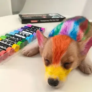 Pet Hair Dye Stick Hair Coloring Safe for Cats Horses Dogs Easy Clean No Damage Colorful Marking Wax Pen Includes 12 Colors Smooth Application Bright Colors Highlights