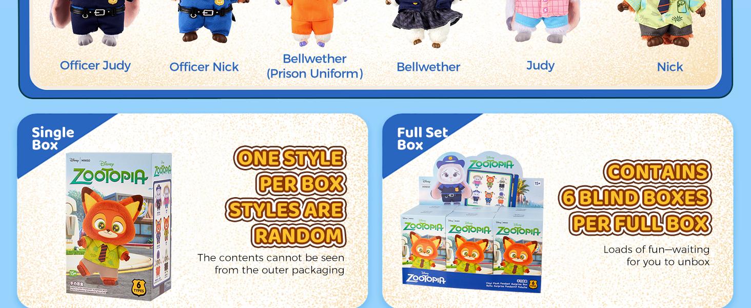 Disney Zootopia 2 Plush Blind Box,Keychain,Surprise Collectible Vinyl Plush Toys,Cute Collectible Stuffed Animals for Women | Adorable Surprise Gift, Office Decor & Unboxing Fun,Nick, Judy,Christmas Gifts New Year Gift