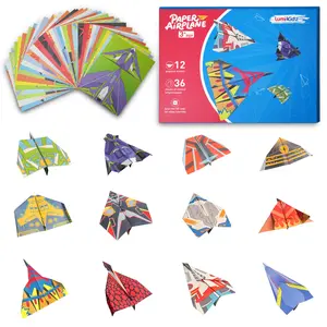 Children's Creative Paper Plane Squadron - Create 36 Paper Airplane Kit, 12 models, make crafts for boys and girls, prepare socks and gifts for boys, children's activities (AGES 6+)