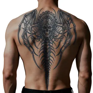 Skeleton demon full back tattoo waterproof temporary tattoo sticker magic tattoo lasting 7-15 days herbal juice semi permanent tattoo large pattern simulation tattoo