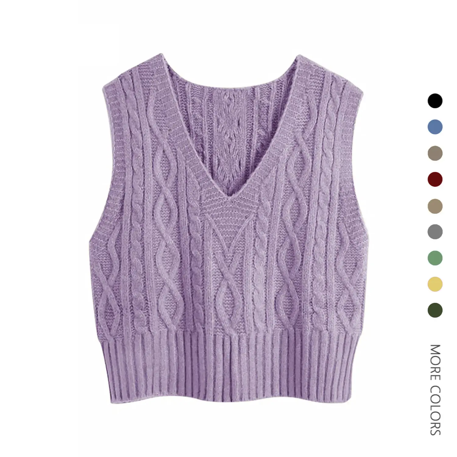 Danedvi Women's Retro Cable Knit Sweater Vest, Casual Deep V-Neck Sleeveless Loose Crop Pullover for School & OOTD, Fabric, Fit, Twist, Gray, Leggings, Shirt, Tank Tops, Knitwear, Lightweight, Basic, Soft, Dark Gray