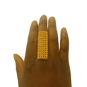Adjustable Gold-Plated Ring with Textured Design for Stylish Wear