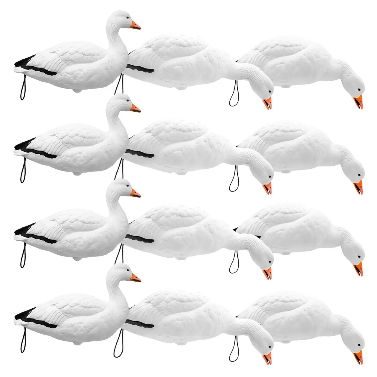 Final Approach Live Full Body Snow Goose Decoys, 12 Pack