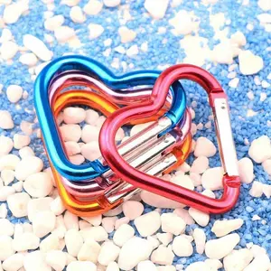 Heart Shaped Spring Hook, 5 Counts Stainless Steel Climbing Buckle, Outdoor Climbing Buckle for Backpack & Daily Wear