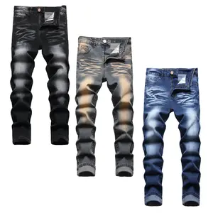 JUNBAOSS Men's Multi Pack Slim Fit Stretch Jeans Ripped Skinny Jeans for Men, Distressed Straight Leg Fashion Casual Popular Chic Comfort Flex Waist Denim Pants, Menswear Classic Street Style Cotton Fabric Jean Natural Hipster Personalized Stylish Jeans S