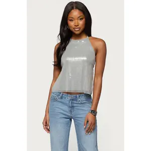 Edikted Women's Itara Sequin Backless Halter Top
