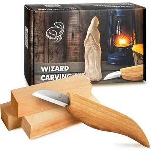 Whittling Kit for Beginners,  Carving Kit for Beginners -  Carving Tools Woodworking Kit for Adults and Teens - Whittling  Kit with  Blocks -  Carving Set DIY03 Wizard