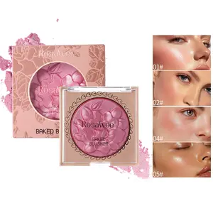 Baked Cheek Powder Blush, Non-Irritating Makeup-Shade, Contour & Highlight Face, Shimmer Effect, Brightening Blush, Buildable Color, Glow, Rose