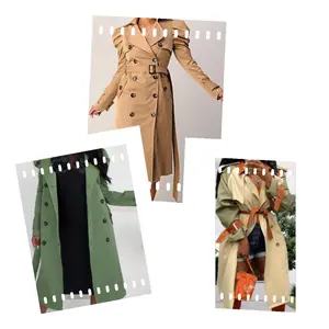 Puff Sleeve Trench Button Clothes
