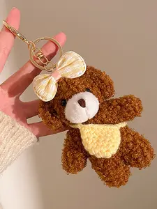 Cute Plush Bear Keychain Bag Charm, Adorable Teddy Bear Accessory for Bags and Keys, Perfect Gift for Women and Girls, Fuzzy Keychain