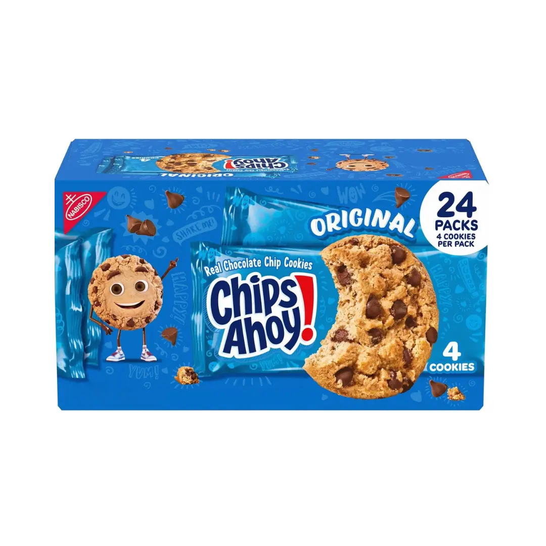 CHIPS AHOY! Classic Baked Semi-Sweet Crispy Cookies with Real Milk Chips - 1.55 oz Individually Packed Ambient Snacks (Pack of 24) - Enriched Flour Biscuits for On-the-Go, All Ages, Chocolate Chunk Cookies, Real Chips