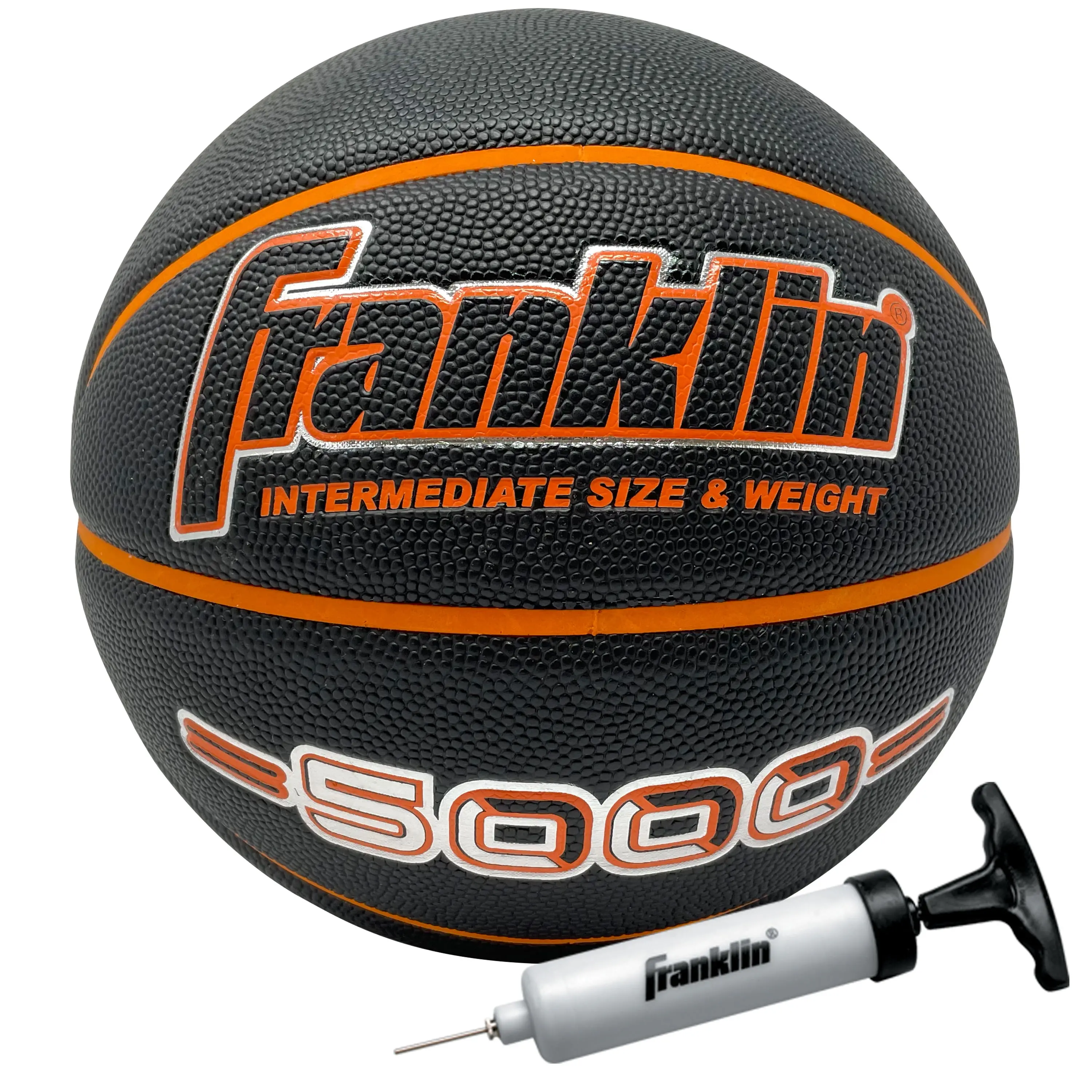 Franklin Black Indoor-Outdoor Basketball, Exclusive Composite Cover, Asymmetrical Panel Design, High-Definition Pebbling, Tacky Grip, Ideal for Athletes and High School Athletes