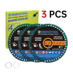 ONEGOTOOL 4-1/2 inch Indestructible Cutting Discs for Angle Grinder 7/8" Blades Cut Off Wheels Diamond Tool Metal rebar Porcelain Tile Granite Marble Smooth Cutter (3pcs)