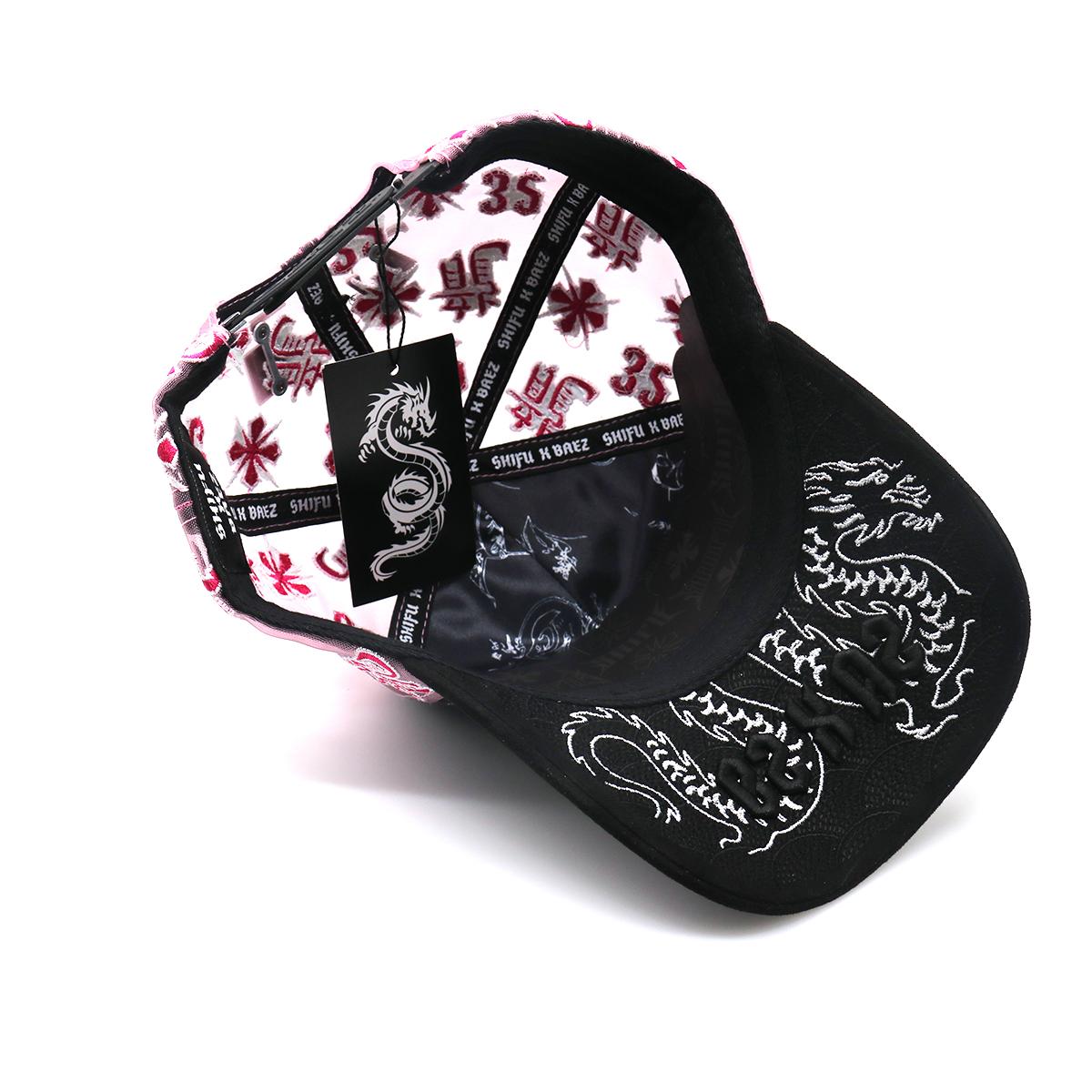 Pink & Black Dragon Embroidery Flat-Brim Cap — Oriental-Style Hip-Hop Baseball Cap: An Essential, Trendy Streetwear Accessory
