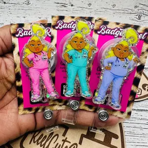 Bougie Bae Acrylic Badge Reel Retractable ID Holder For Glamorous Nurses, Healthcare Professionals, And Nursing Students