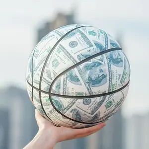 Standard 7-Number Basketball, International Size 29.5in Circumference, Dollar Sign Print, Street Style, Thick PU Durable Basketball