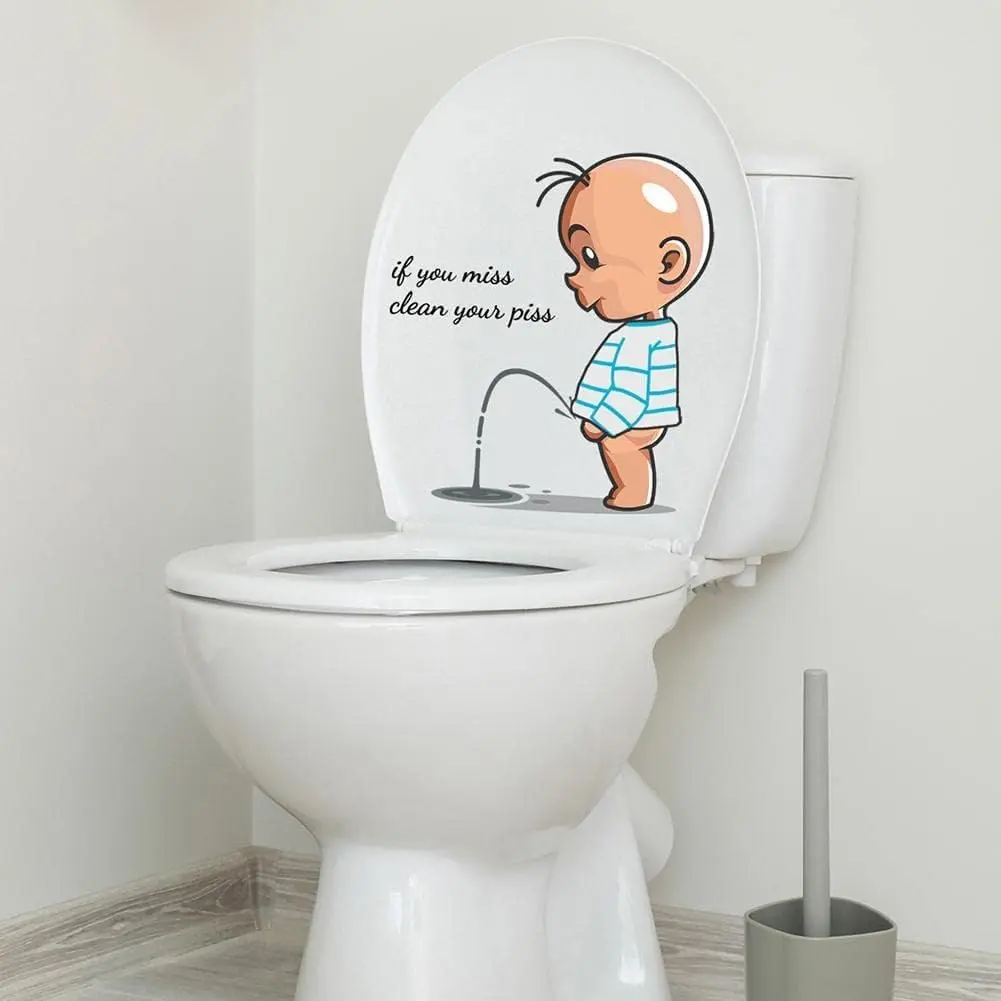 If You Miss,Clean Your Piss Toilet Sticker, Funny Seat Sticker Bathroom Wall Decal, Waterproof Vinyl Wall Art Sign Decor Toilet Lid and Tank Covers DIY Removable Waterproof Toilet Lid Decals