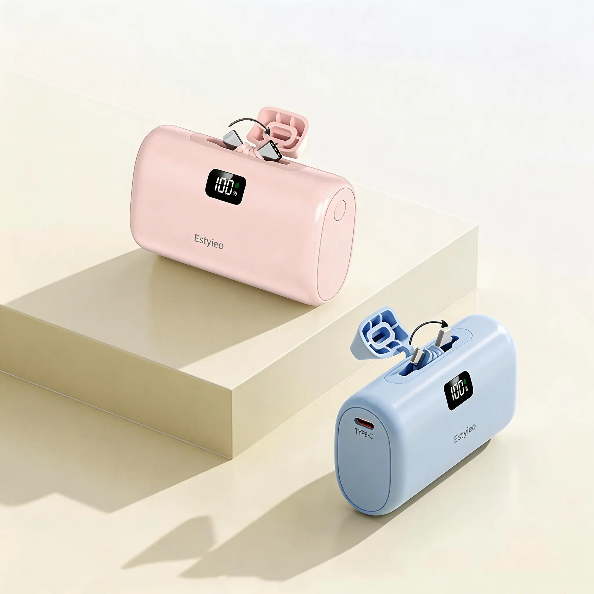【SummerWins】10000mAh PowerBank, 22.5W Fast Charging Power Bank with Rotating Connector & LED Display, Pocket Size Battery Pack for Phone