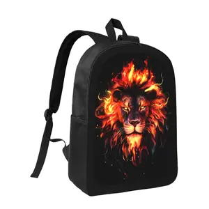 Red Lion Head Backpack - Stylish & Durable Schoolbag with Adjustable Straps, Large Capacity, Lightweight Design, Perfect for Boys and Girls, Casual Style, Zipper Closure, Hand Wash Only, Backpack for School, Everyday Carry Bag, Bold Graphic Design, Sturdy