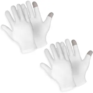 2 Pairs Medium Touch Screen Moisturizing Gloves White Cotton Moisturizing Gloves for OverNight Bedtime Heal Eczema Sleeping Lotion Hand Spa Treatment Gloves Repair Rough Cracked Dry Chapped Hands Skin