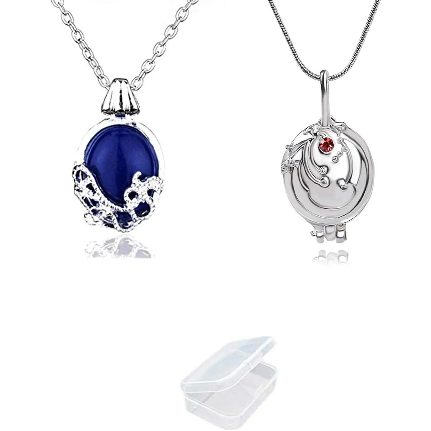 UoYu TFYU 2 Pcs The Vampire D.rs Elena Gilbert Opening Vervain Locket Pendant Necklace and Daywalking Katherine Necklace Pendant Charm Necklace-Royal Blue with Transparent Box