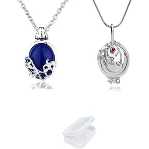 UoYu TFYU 2 Pcs The Vampire D.rs Elena Gilbert Opening Vervain Locket Pendant Necklace and Daywalking Katherine Necklace Pendant Charm Necklace-Royal Blue with Transparent Box