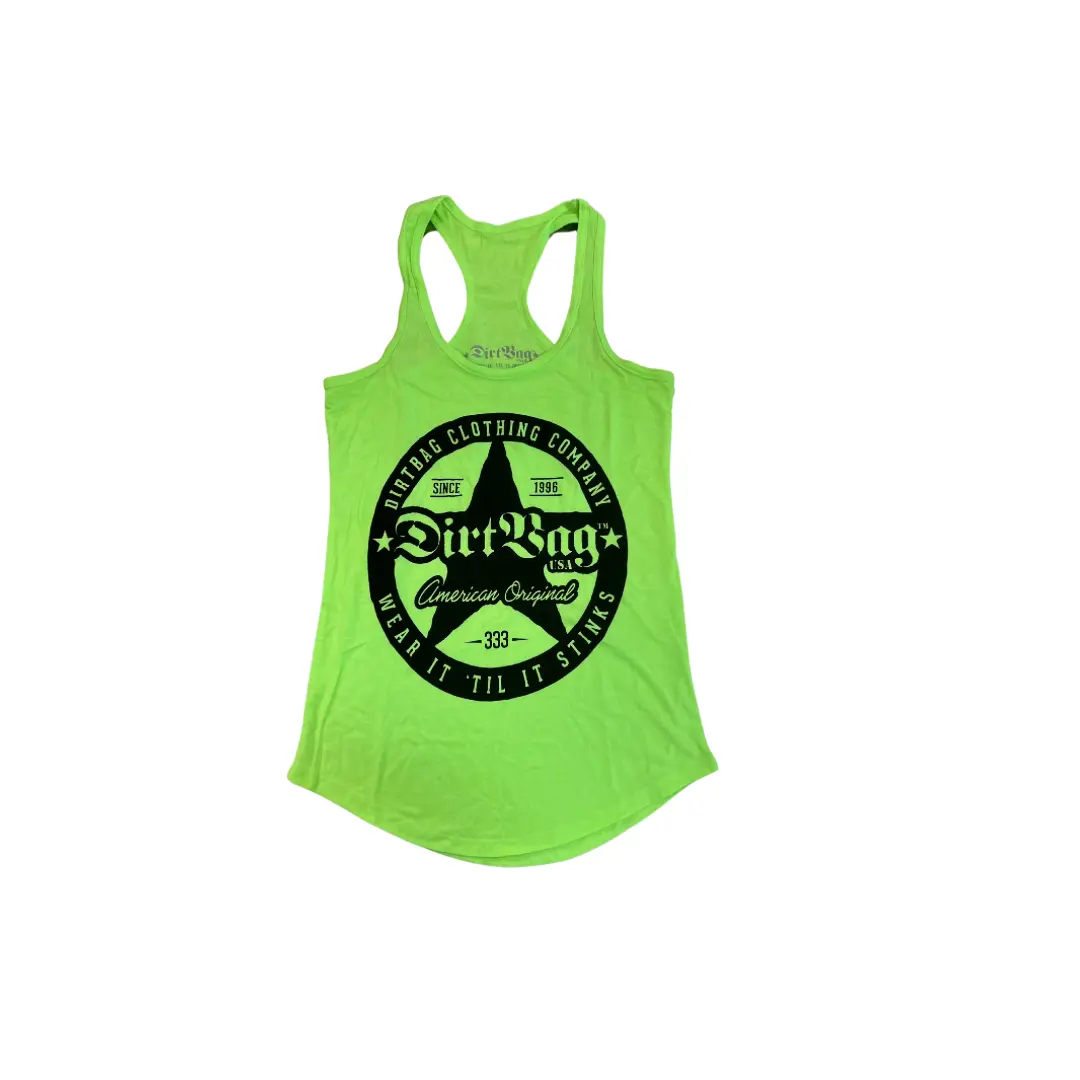 Dirtbag Women's Sherrif logo Racerback tank top in *Neon Lime Green*