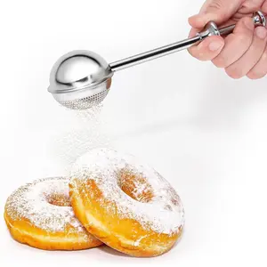 Stainless Steel Flour Duster for Baking, Long-Handled Flour Sifter & Powdered Sugar Shaker, Baking Tools, Kitchen Gadget Baking Supply