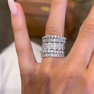 Maxine Luxury 8.6ct Oval & Round Cut 5PCS Wedding Band Set,Bridal Ring Set,5A Cubic Zirconia Women's Ring Jewelry,Wedding Ring Set in Sterling Silver for Daily,Travel,Proposal,Birthday,Anniversary