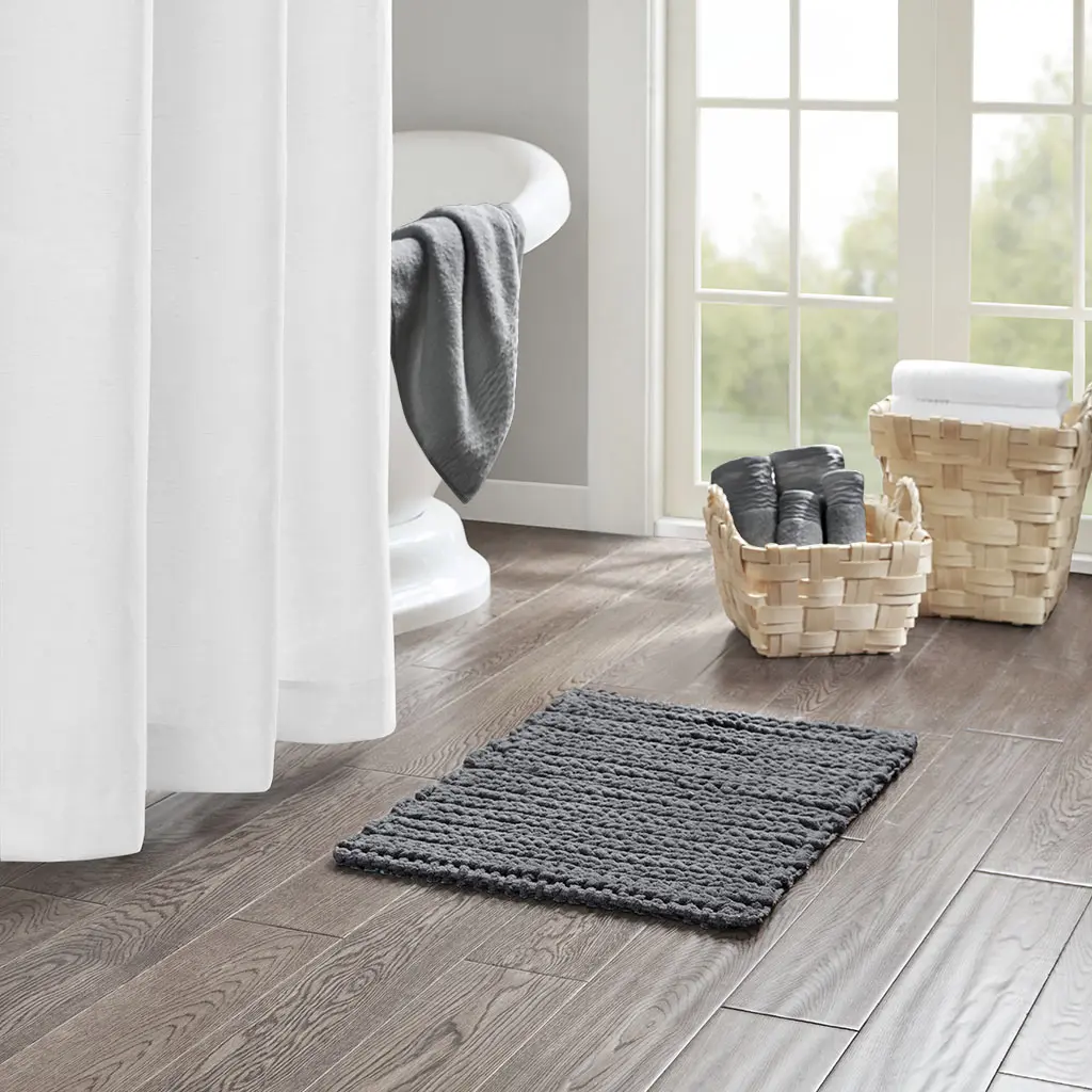 Soft Cotton Chenille Area Rug – Handmade Chain Stitch, Non-Shedding Plush Floor Mat for Living Room, Bedroom, Entryway, Home Decor Accent, 1 Piece