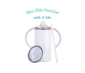 12oz Stainless Steel Tumbler with 2 Lids and Straw for Kids - Portable Drinkware