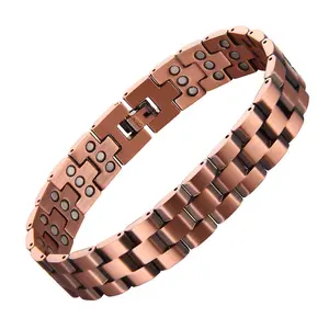 Men's Copper Magnetic Bracelet bracelet men Solid Copper Bracelets couple braceletsUnique strap design  Magnetic Field Therapy Jewelry Adjustable