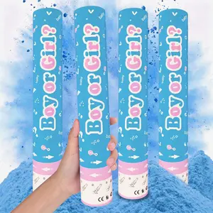Gender Reveal Confetti Cannons 4 Pack, 11.8in Pink/Blue Twist Poppers with Powder & Confetti, Safe Air-Powered Cannons for Baby Shower, Gender Reveal Party & Surprise Celebration Decor