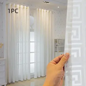 Luxury European Modern Embroidered Velvet Curtain, Semi-Transparent Drapes for Living Room Bedroom, Light Blocking, Decorative Privacy Protection, Home Decoration Curtain