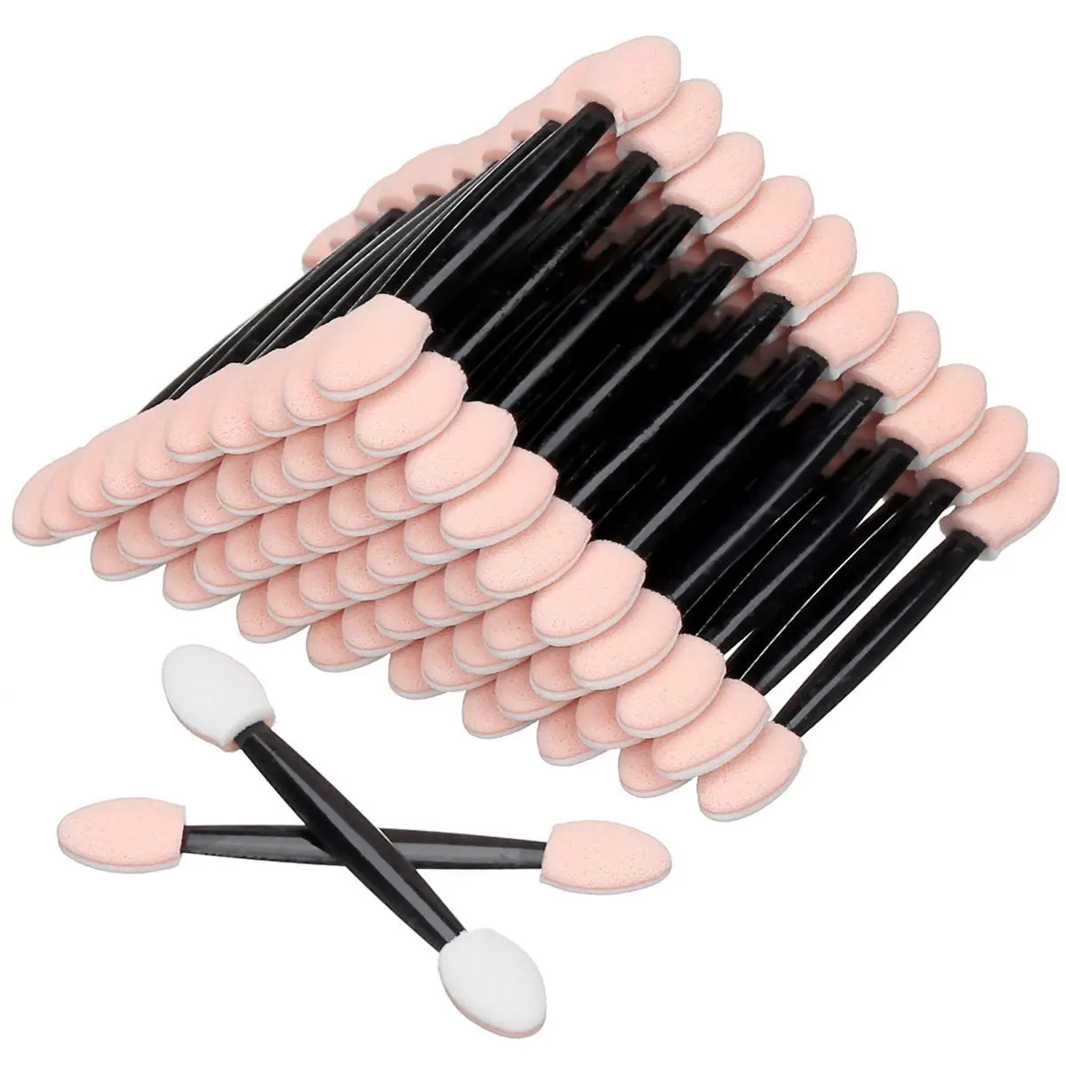 50Pcs portable disposable double-headed sponge eyeshadow brush, multi-functional gift, makeup brush, smudge brush, and under-eye brush, Eyeshadow Brush Set, Dual Tip Brush, Double Ended Brush, Eye Makeup Brushes, Cosmetic Brushes